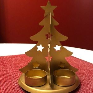 Brass Christmas tree tea light holder